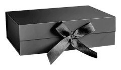 Box- med lock, Box- Bowknot Box- Rektangulär magnetisk dekorativ box, för födelsedagsförpackning (svart)