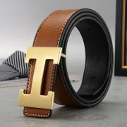 Bälte Herr Casual Trendigt Allround Medelålders Personer Ungdom Byxbälte Gulbrunt guldspänne Yellowish brown gold buckle 105cm