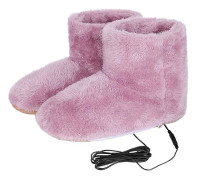 USB-uppvärmda tofflor Laddningsbara Tvättsbara Elektriska Stövlar Tofflor Plysch Uppvärmda Pink