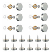 20 st borstade rostfria stålskruvar med dekorativa lock för speglar, bord, plattor, skåp, glaspaneler silver 14 mm