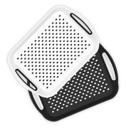 Set med 6 halkfria matbrickor, rektangulära, halkfria på både över- och undersida, återanvändbara plastbrickor för middagar (svart & vit)