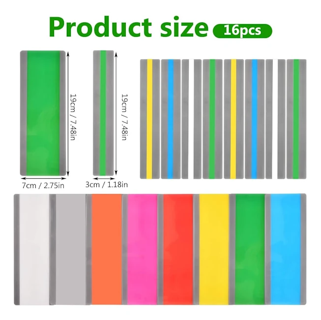 16-pack Läslinjal med läslinjer - Lässtöd - 7cm och 3.2cm