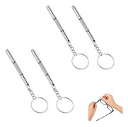 4-delars 3-i-1 Skruvmejselset för Glasögon, Mini Skruvmejsel (Silver, 6 cm)