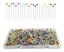 Syknappar, 1000-pack (flerfärgade) 38 mm raka synålar med färgat glashuvud för tyg, smycken, hantverk och sömnadsprojekt