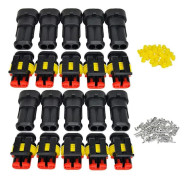 Vattentät 12V-kontakt, elektrisk vattentät kontakt 1,5 mm hane och hona uttagsterminaler, elektrisk kabelkontakt (2 stift 10-pack)