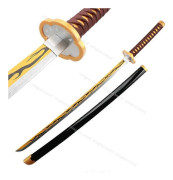 104cm Demon Slayer Svärd 1:1 Nichirin Svärd Bambublad Kimetsu no Yaiba Zenitsu Tanjirou Katana Vapen Anime Cosplay Prop