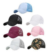 Dam Ponytail Baseball Keps Snapback Justerbar Solhatt Andningsbar Mesh Baksida Kamouflage Jacquard Sport Trucker Pappa H Rosa Pink