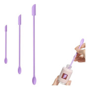 Tredelat set - Sminkspatel i silikon - Dubbelsidig spatel - Liten/Medium/Stor - Lila