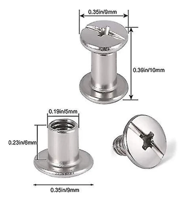 50 st Chicago-skruvar 5 mm Bokbindning Silver Spiknit-kit