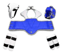 Taekwondo Femdelars Set Taekwondo Skyddsutrustning Hjälm Rustning Kickboxning Boxningshandske Taekwondo Utrustning Huvudskydd