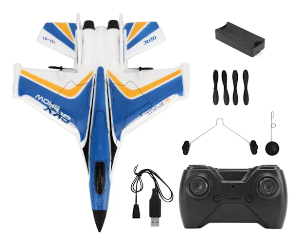 RC Glider Plane Lättvikt flexibel fjärrkontroll flygplan med LED-ljus för barn Blå 1 batteri