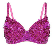 Kvinnors Glittrande Pärlor Padderad BH Toppar Magdans Kostym Festival Rave Party Showgirl Cabaret Prestanda Clubwear-r (One Size A Rose)