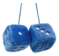 Par av Retro Kvadratiska Spegelhängande Par Fuzzy Plysch Tärningar med Prickar för Bilinredning Dekoration (Blå)