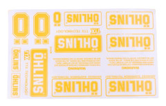 Ett par transparenta OHLINS-stämplar dekorativa klistermärken gold