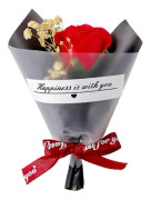Mini Konstgjord Brudslöjebukett med Omslagspapper Rosett Evig Konserverad Blomsterdekoration Romantisk Mors Dag Alla Hjärtans Dag Presenter G
