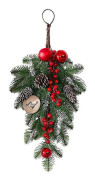 Konstgjord Julgransgirlang Jul Swag Jul Upp och Ner Hängande Dekor Juldekoration Blandade Färger 48x22x8cm Dörrdekor 1 st