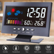 LCD Color Screen Digital Backlight Snooze Alarm Clock Weather Forecast Stat J Wa