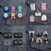 Hot New Enamel Pin Set Custome Badges Medals Coffee Cups Cartoon Characters Faceless Men Exquisite Metal Brooch Jewelry For Kid