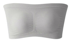Ultimat Lyft Stretch Axelbandslös BH, Avtagbar Vadderad Bandeau Tubtopp, Storlek 8-XL, Beige Grey 3XL