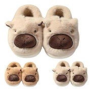Söta Capybara Tofflor för Barn, Mysiga Plyschdjur Inomhus-/Utomhustofflor, Varma Vintertofflor, Roliga & Söta Mjuka Slides-lingling} Beige B Beige B 24cm Inner