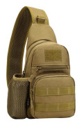 Män Nylon Militär Taktisk Resa Axel Väska Slunga Pack Bröst Sport Väska Brown