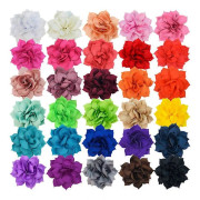 30 st Mode Chiffongblommor För DIY Håraccessoarer Tygblombukett