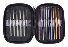 Set med 22 virknålar i aluminium och stål med organizer Virknålar Garnvävning Stickning Handarbetsset Vävvirkning Verktyg Hobby