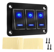 3-vägs vattentät vippströmbrytarpanel DC 12V till 24V 30A 5-stifts blå LED-lampa flexibla PC-spännen för RV bil yacht