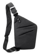 Unisex Sling Bag Stänksäker Nylon Tyg Axelväska Justerbar Rem Liten Bum Left Shoulder Black