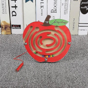 [LCS]Montessori Barn Magnetisk Labyrint Leksaker Barn Trä Pussel Spel Leksak Pedagogisk Hjärngympa Träleksak Apple-tj030c