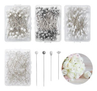 400 st bukett nålar blomma diamant nålar, 3 tum pärla huvud nålar kristall huvud corsage nålar för bröllop brud hår accessoarer smycken dekoration hantverk