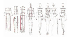 Modeillustrationslinjaler Skissemallar Linjal Sömnad Humanoida Mönster Design Kläder Meas-Yvan