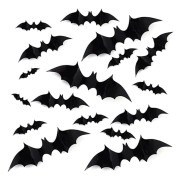 2-pack DIY Halloween-festtillbehör PVC, 3D dekorativa skräckfladdermusväggdekaler, Halloween-afton hemfönsterdekorationsset