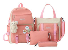 Ornitolog Skolväskor Ryggsäckar för söta tonårsflickor Printed 4st set Kawaii skolryggsäcksset Söt estetisk ryggsäck för skolan yz Pink