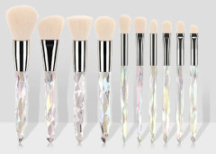 10 Pcs Makeup Brushes Set Crystal Transparent Handle Professional Eye Shadow Blusher Foundation Powder Make Up Tools Kit