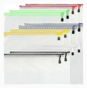 A4 Plastfickor med Dragkedja, Dragkedjepåsar Mesh Dokumentmappar 6 Färger, 12 st)