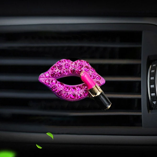 Car Air Outlet Aromaterapi Clip Rhinestone Red Lips Clips ROSE Rose red