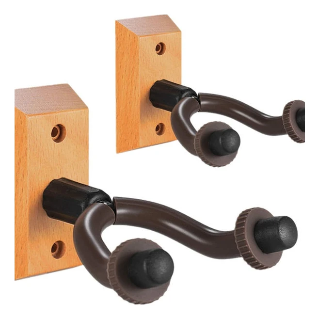 Set med 2 gitarrväggfästen i massivt trä