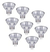 8-pack Halogenlampor Gu5.3 Mr16 35w 12v Dimbar - Varmvit 2800k, 400 Lumen, Glasskydd