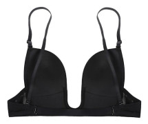 Djupa U-ringade Push-Up Bh för Kvinnor, Multiway Sömlös Lågringad Bh black A cup