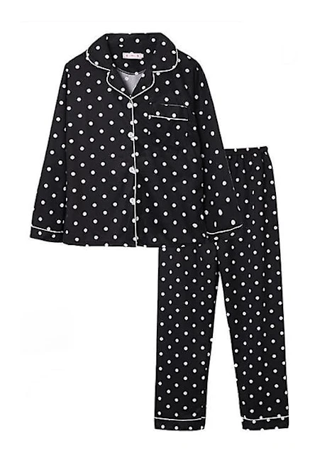 Kvinnors långärmade sovkläder, knäppt mjuk pyjamas set Black L
