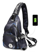 2024 Ny herr bröstväska casual student budbärare väska liten ryggsäck mode trend utomhus dam axelväska Laser blue USB upgraded version
