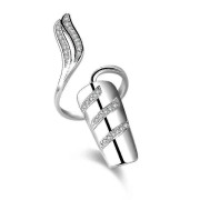 Inlägg Strass Finger Topp Nagelring Knoge För Kvinnor Flickor Justerbar Öppning Konst Charm Skydda Fingernagel Tillbehör