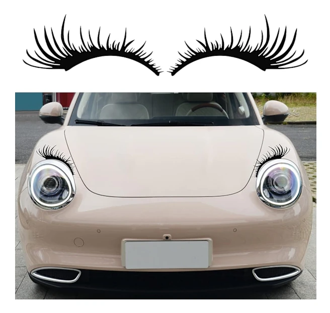 2 Par Eyelashes Bilstrålkastardekaler Black