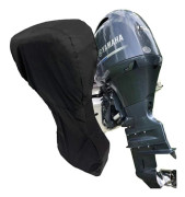 Båtmotoröverdrag 420D Heavy Duty Oxford Cloth Full Outboard Motor Cover med PVC-beläggning Utombordsmotoröverdrag Passar Svart - 60 100HP 200x170