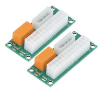 2 st Dual Power Supply Sync Starter IDE-gränssnitt Dual PSU-adapter 4-stifts 24-stifts Dual Power-kontakt för BTC Miner