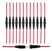Yaju Professionell 5 X 20mm Agc Glasrörssäkringshållare Inline Skruvtyp Lock, 32v 20a Säkringsbox Med 16 Awg Tråd, För Snabbblåsande Glasrörssäkringar (svart