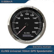 110mm GPS Hastighetsmätare Vägmätare 0-200km/h 12V/24V Speedo med Röd och Gul Bakgrundsbelysning Vattentät BS