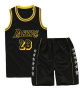 Säsongskampanj! Högkvalitativt LeBron James #23 Basketlinne Set Lakers Uniform för Barn och Tonåringar Svart Black Black.I