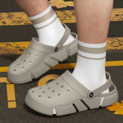 Sommarslippers för män, stor storlek, halkfria, slitstarka, mjukbottnade, täckta tår, tjock botten, fritidsskor för utomhusbruk GRAY 38-39